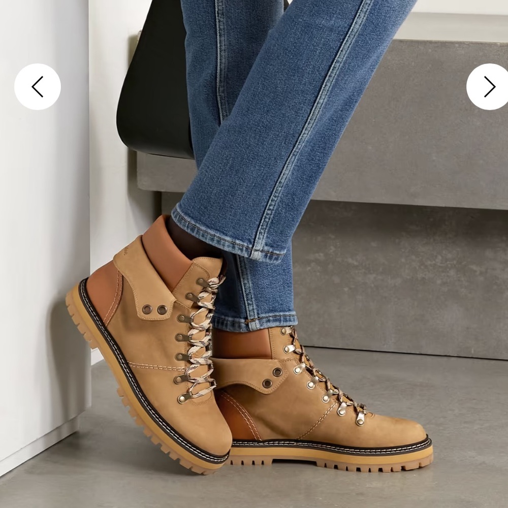 See By Chloe Eileen leather-trimmed nubuck ankle boots in light brown